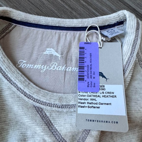 Tommy Bahama Stone Crest Long-Sleeve Crew Shirt Size M $110 in Oatmeal Heather - Picture 10 of 11